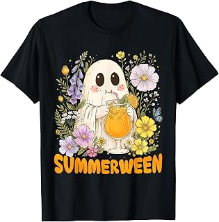 Summerween Funny Ghost Floral Halloween Summer Women Kid Unisex , , , Long Sleeve Tee