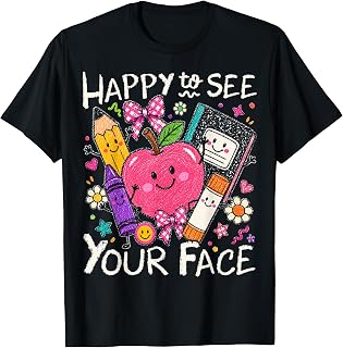Happy to See Your Face Crayon Back to School Teachers Kids Unisex , , , Long Sleeve Tee