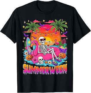Summerween Skeleton Halloween Summer Floral Women Girl Kids Unisex , , , Long Sleeve Tee