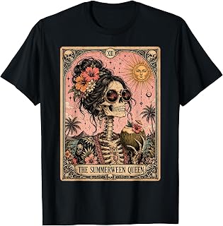 Summerween Funny Girl Women Skeleton Tarot Card Spooky Ghoul Unisex , , , Long Sleeve Tee