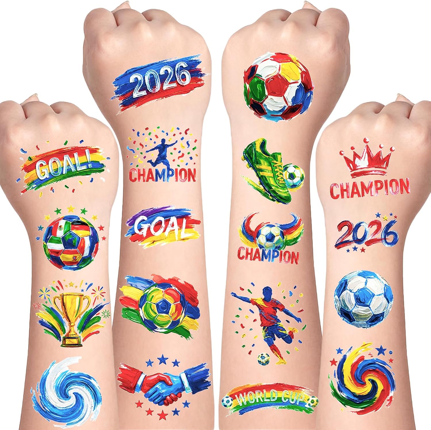45 Pcs Soccer Tattoos for Kids, Teens, Adults - World Cup 2026 Merchandise, World Cup Temporary Tattoos for Boys and Girls, Waterproof Tattoo Stickers, Soccer Party Favors, Soccer Goodie Bags Stuffers