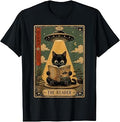 Vintage Japanese Cat Book Lovers UFO Alien Tarot Card Cat Unisex , , , Long Sleeve Tee