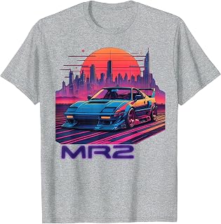Neon Dreams: 90s Japanese Sports Car MR2 in Cyberpunk City Unisex , , , Long Sleeve Tee