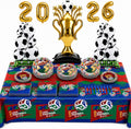 2026 World Soccer Cup Party Decorations Kit,101 PCS Soccer Party Supplies for 20 Guests, Soccer Balloons Trophy Balloon, Plates Napkins Forks and Tablecloth for Birthday, Game Day Watch Party