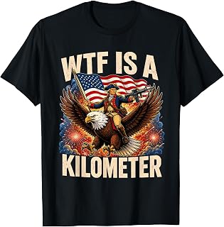 WTF is A Kilometer Patriot Riding Eagle 4th of July Unisex , , , Long Sleeve Tee