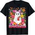 Funny Summerween Ghost Coquette Halloween Summer Floral Kids Unisex , , , Long Sleeve Tee