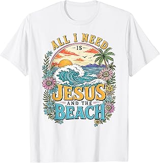 All I Need is Jesus and The Beach Retro Christian Summer Unisex , , , Long Sleeve Tee