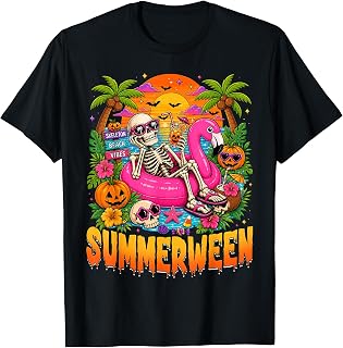 Summerween Spooky Summer Skeleton Halloween Beach Vacation Unisex , , , Long Sleeve Tee