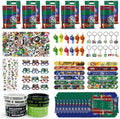 135 Pcs Soccer Party Favors for Boys, World Cup Soccer Football Birthday Supplies for 12 Guests with Gift Bags, Snack Boxes, Slap Bracelets, Tattoo Stickers, Whistles, Keychains and Pinata Fillers