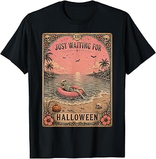 Halloween Tarot Card Spooky Summer Skeleton Just Waiting Unisex , , , Long Sleeve Tee