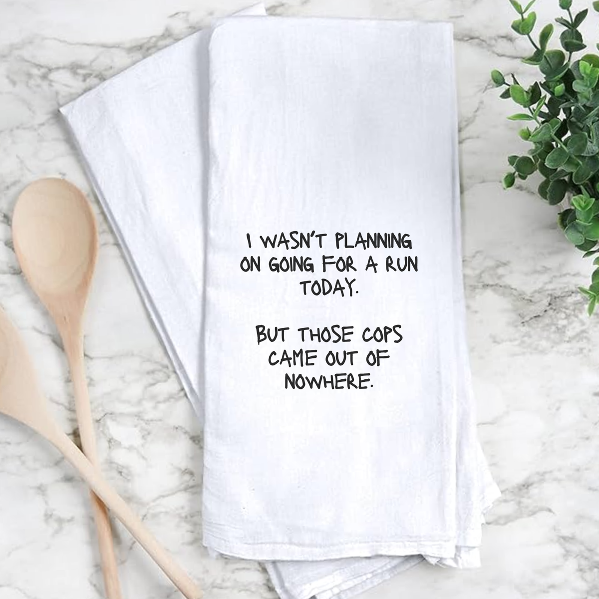 Humorous Kitchen Towel – "Unexpected Run" Unisex , , , Long Sleeve Tee
