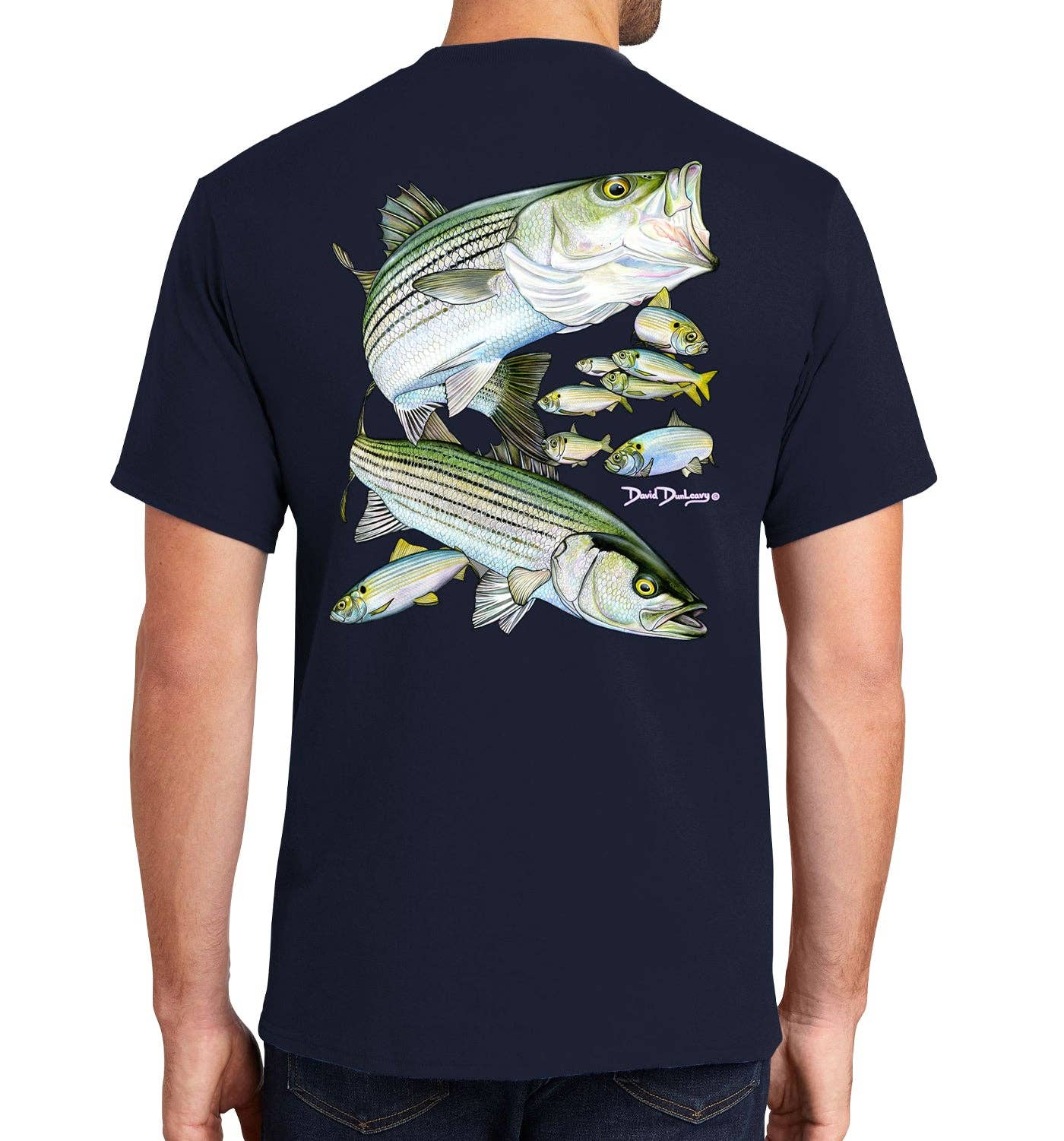 Men's Striped Bass Short Sleeve Navy Cotton Unisex , , , Long Sleeve Tee