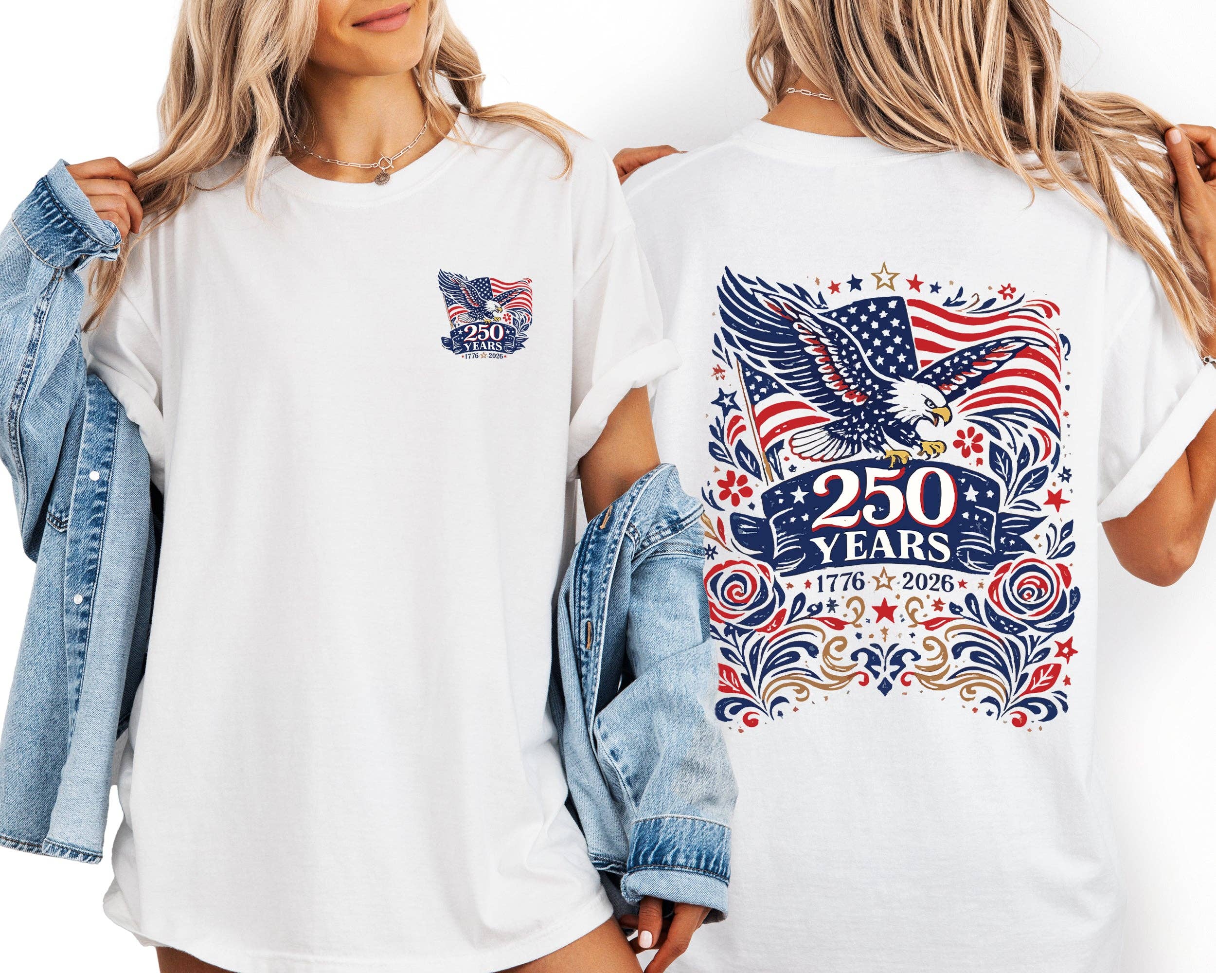 Eagle, Floral, 250 Years, America, Comfort Colors Unisex , , , Long Sleeve Tee
