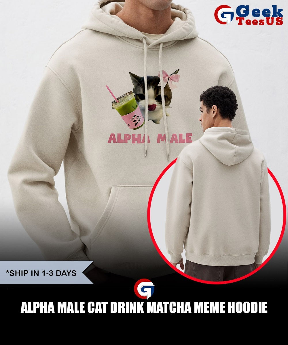 Alpha male Cat drink matcha meme shirt Unisex , , , Long Sleeve Tee