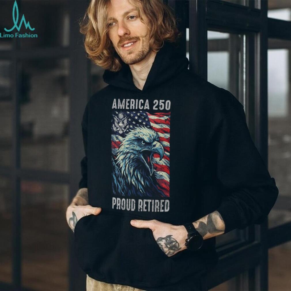 America 250 Proud Retired Veteran Patriotic Eagle T Shirt