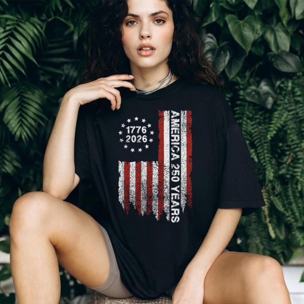 America 250 Years 1776 2026 Vertical Distressed Flag T Shirt
