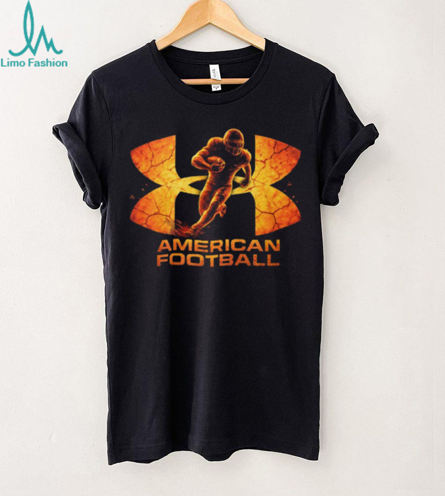 American Football Player Fire Burst Graphic T Shirt