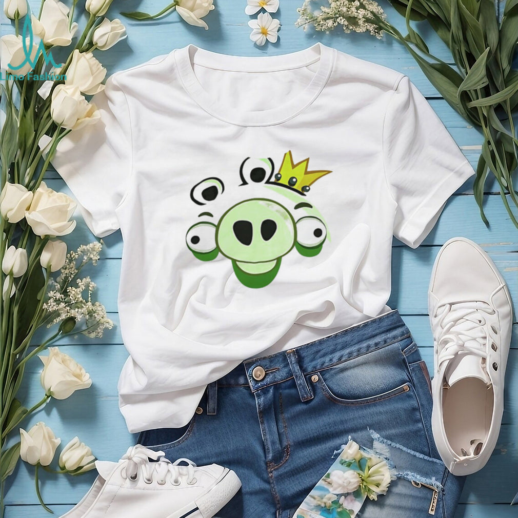 Angry Birds King Pig Large Graphic Face White T Shirt
