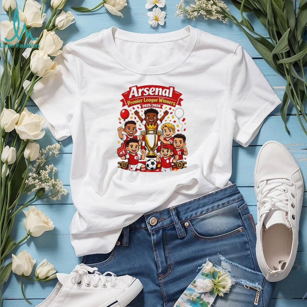 Arsenal Kids Cartoon Premier League Winners 2026 T Shirt
