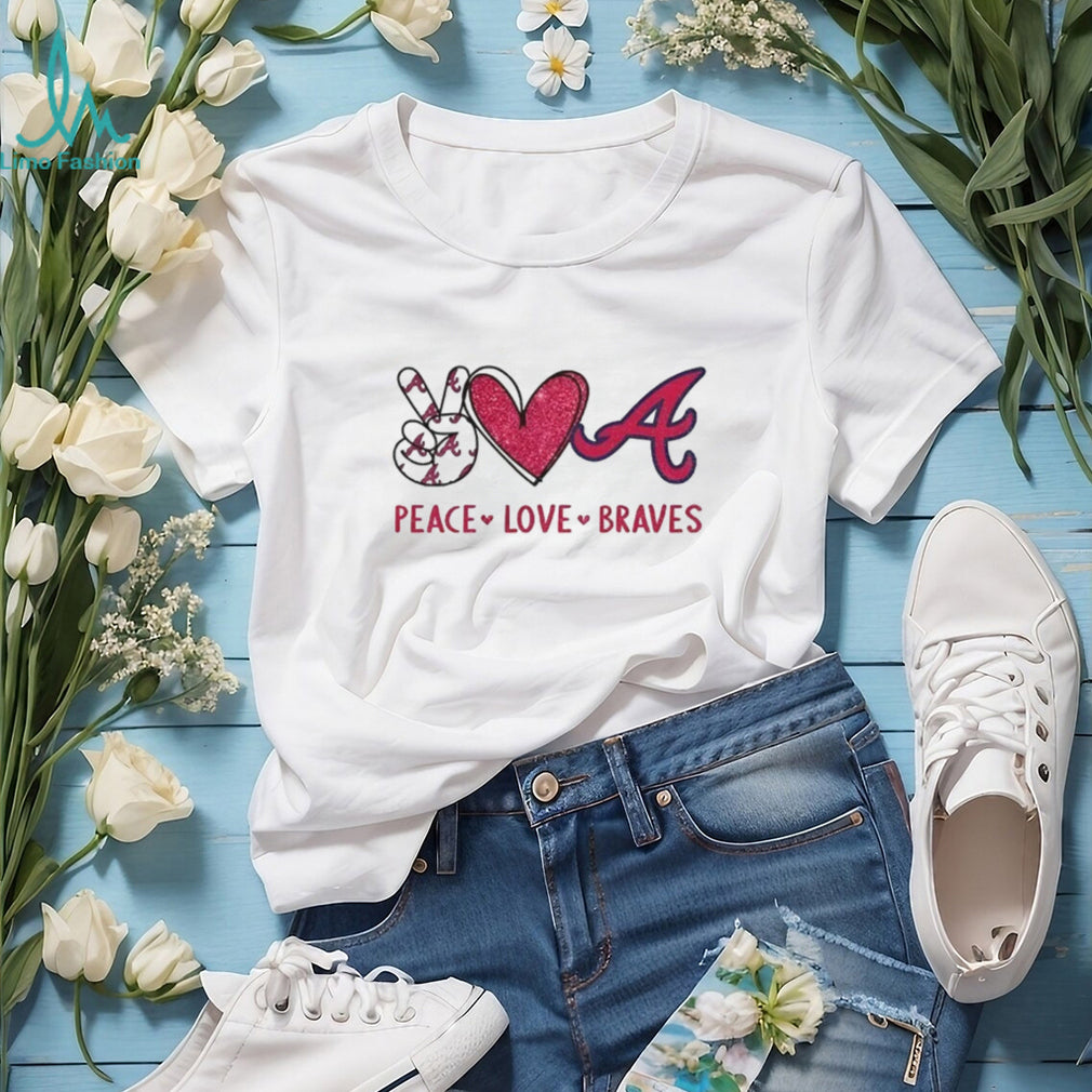 Atlanta Braves Peace Love Braves Baseball Logo T Shirt