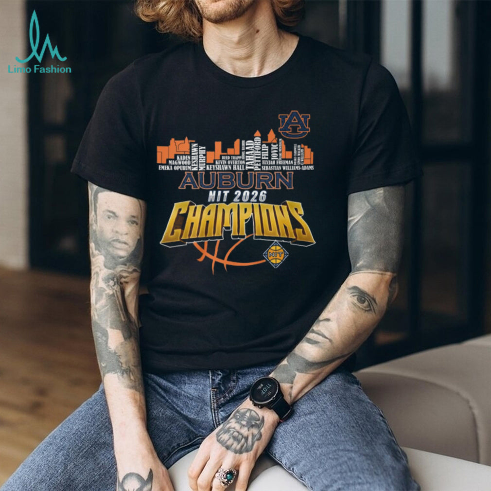 Auburn Tigers 2026 NIT Basketball Champions City Skyline Roster T Shirt