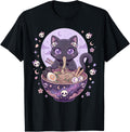 Pastel Goth Aesthetic Kawaii Creepy Cat Ramen Noodles Girls Unisex , , , Long Sleeve Tee