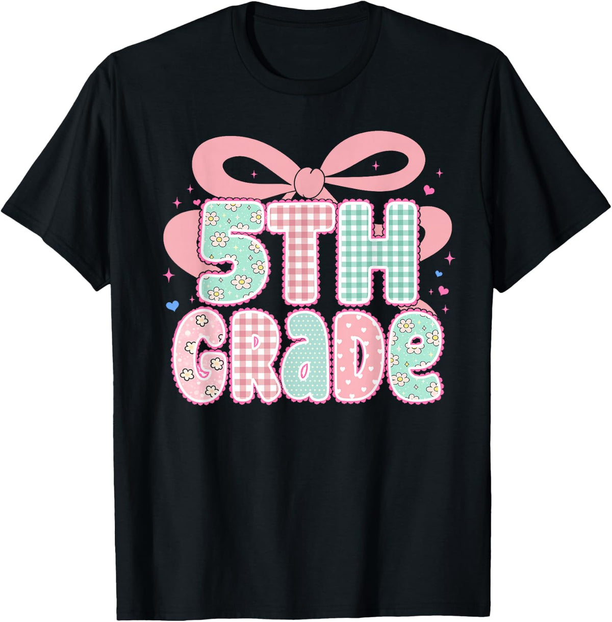 Preppy Fifth Grade Teacher 5th Grade Floral Coquette Bow Unisex , , , Long Sleeve Tee