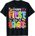 Preppy Happy First Day of School Back to School Teacher Kids Unisex , , , Long Sleeve Tee