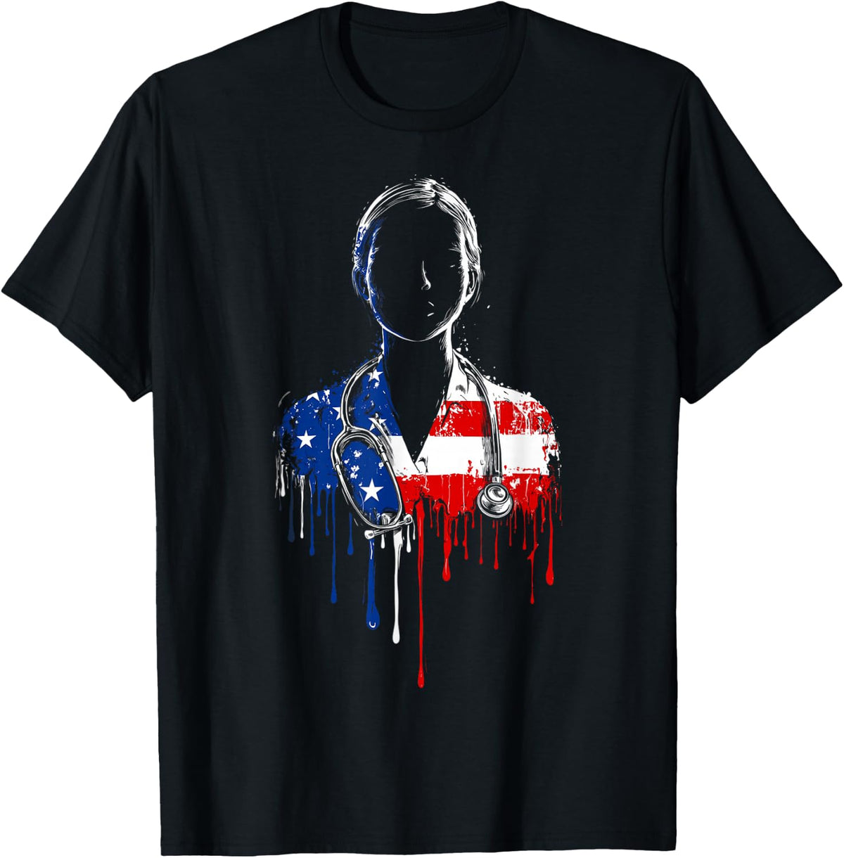 Nurse RN LPN Nursing American Flag USA Drip Graffiti Lover Unisex , , , Long Sleeve Tee