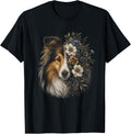 Floral Shetland Sheepdog Artwork Sheltie Graphic Unisex , , , Long Sleeve Tee