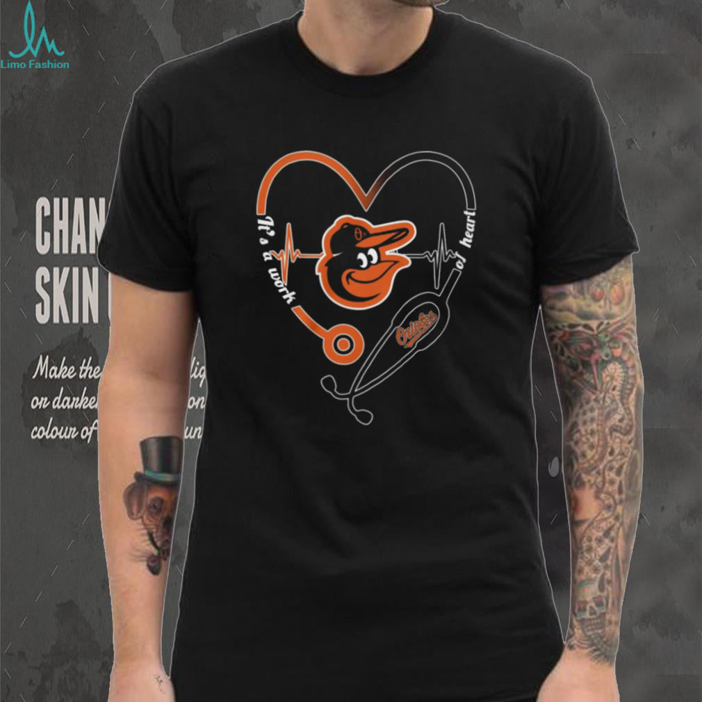Baltimore Orioles Baseball Heartbeat Stethoscope Nurse Fan Apparel T Shirt