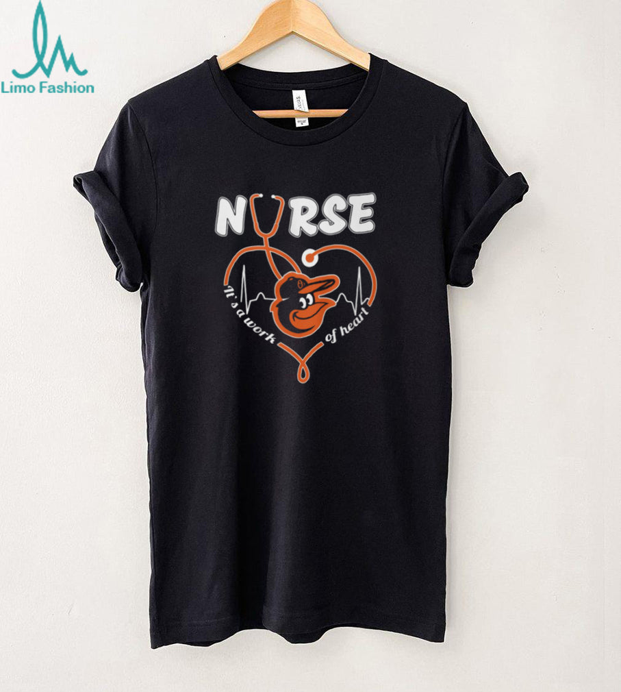 Baltimore Orioles Nurse Work Of Heart Stethoscope Orange Bird Logo T Shirt