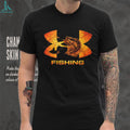 Bass Fishing Hooked Lava Crackle Design Sport T Shirt