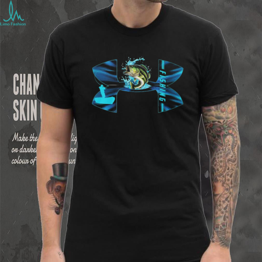 Bass Fishing Under Armour Style Blue Splash Angler T Shirt