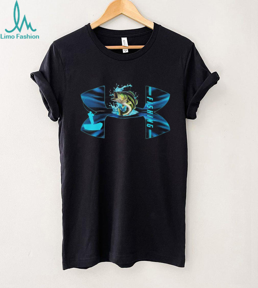 Bass Fishing Under Armour Style Blue Splash Angler T Shirt