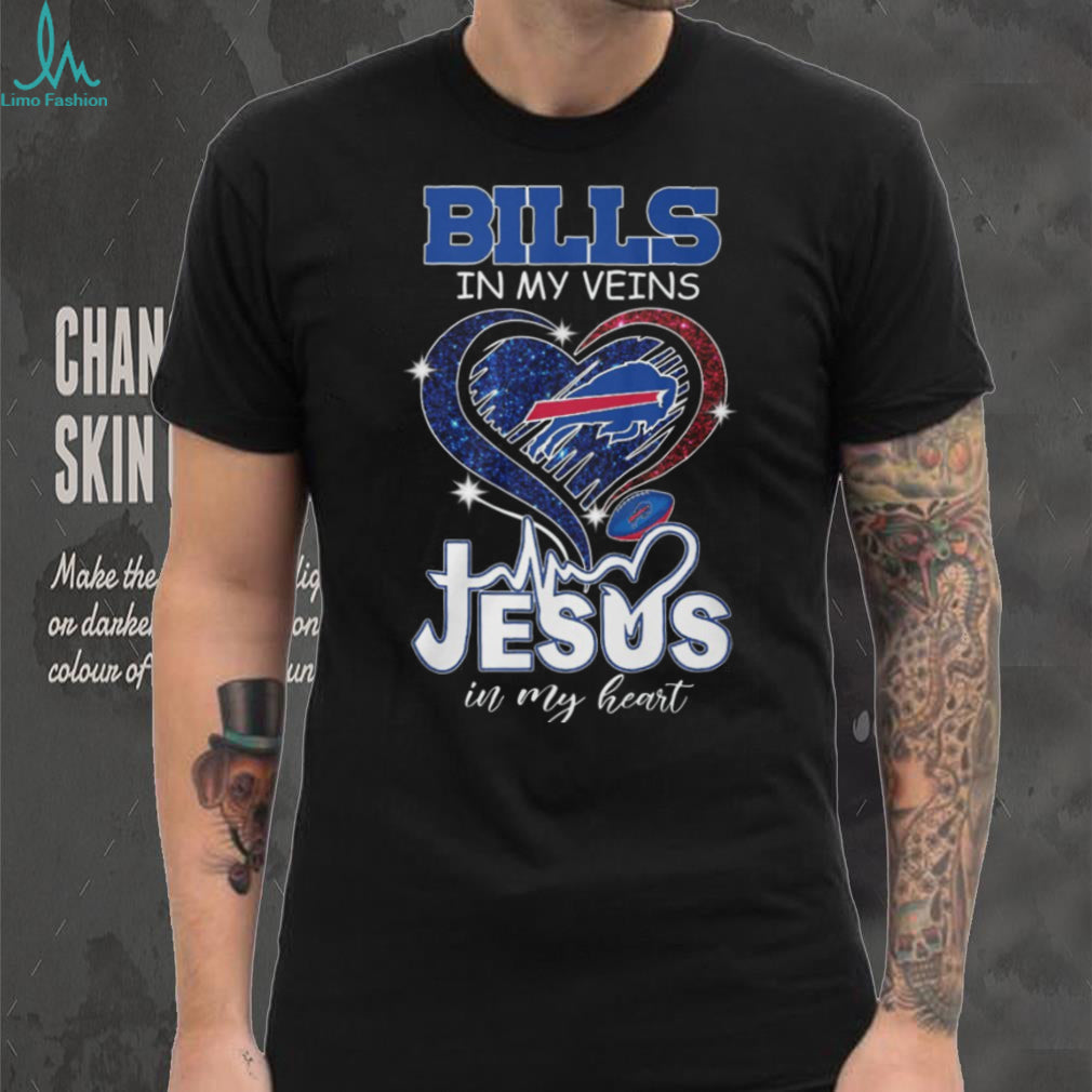 Bills In My Veins Jesus In My Heart Buffalo Football Faith T Shirt