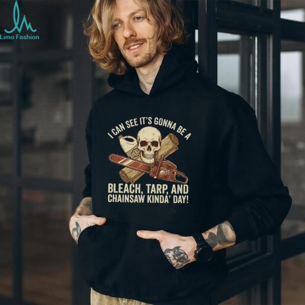 Bleach Tarp and Chainsaw Funny Dark Humor Skull T Shirt