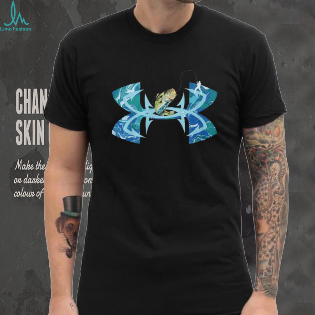 Blue Swirl Bass Fishing Hook Graphic T Shirt