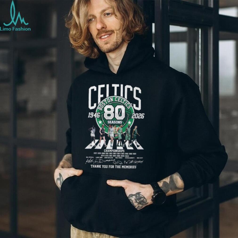 Boston Celtics 80 Seasons 1946 2026 Championships Abbey Road T Shirt