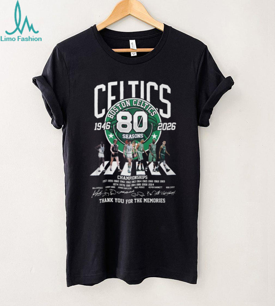 Boston Celtics 80 Seasons 1946 2026 Legends Signatures T Shirt