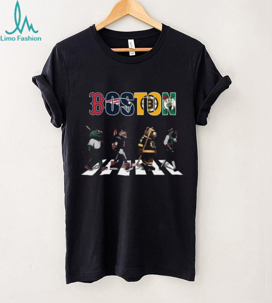 Boston Sports Teams Mascots Abbey Road Road Crossing T Shirt