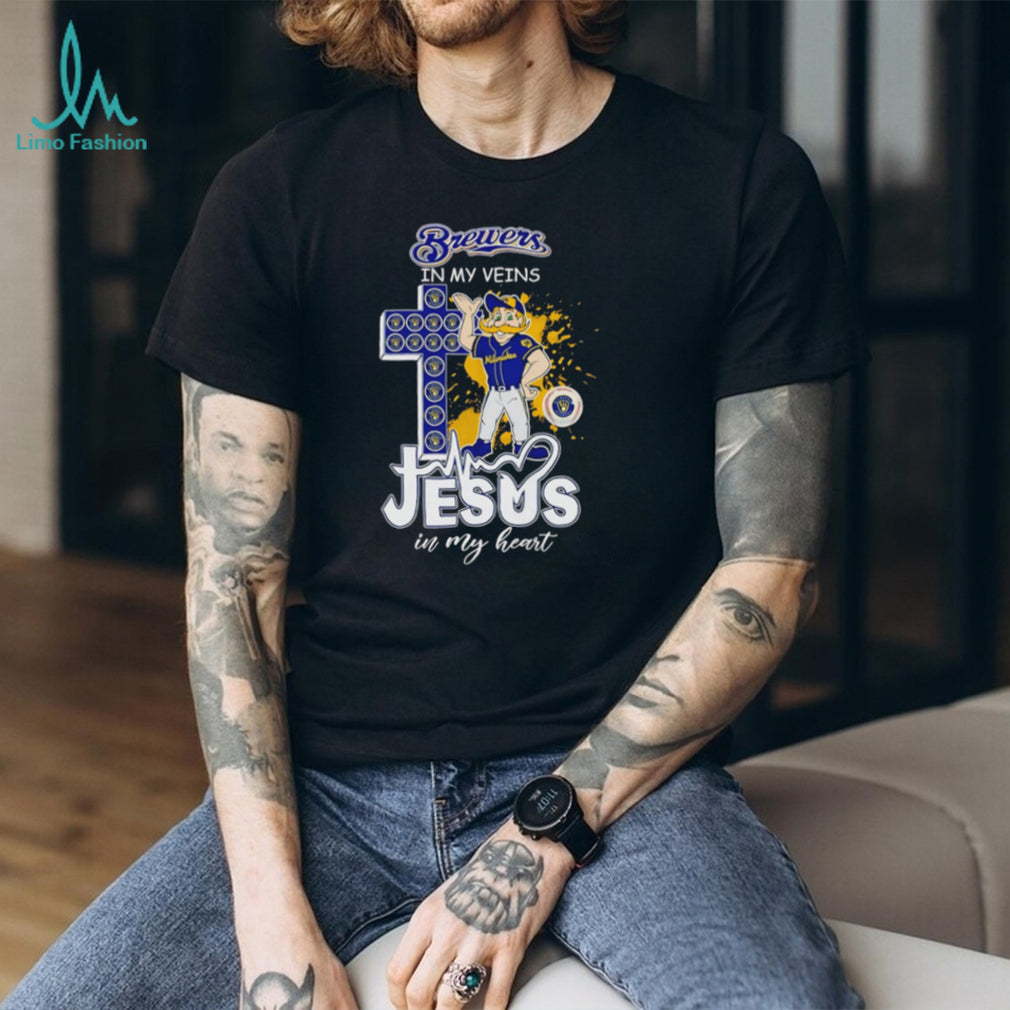 Brewers In My Veins Jesus In My Heart Milwaukee Baseball Faith Fan T Shirt