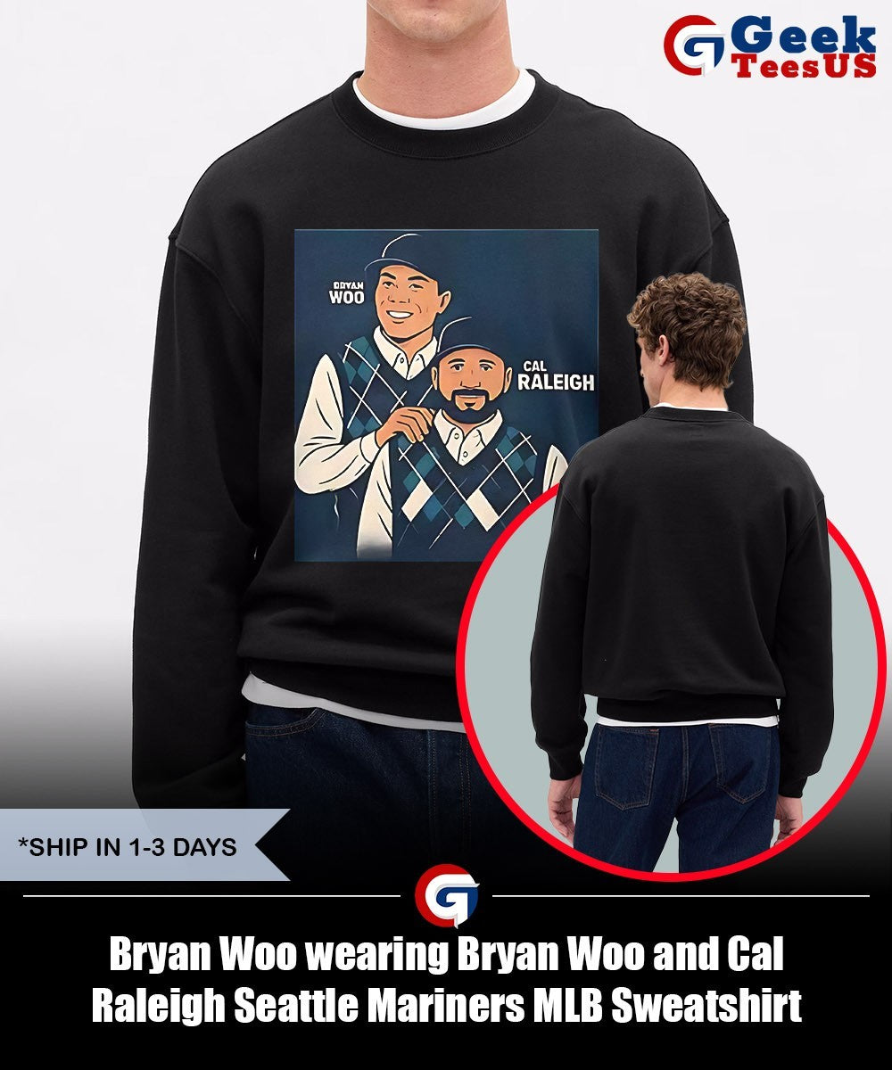 Bryan Woo wearing Bryan Woo and Cal Raleigh Seattle Mariners MLB shirt Unisex , , , Long Sleeve Tee