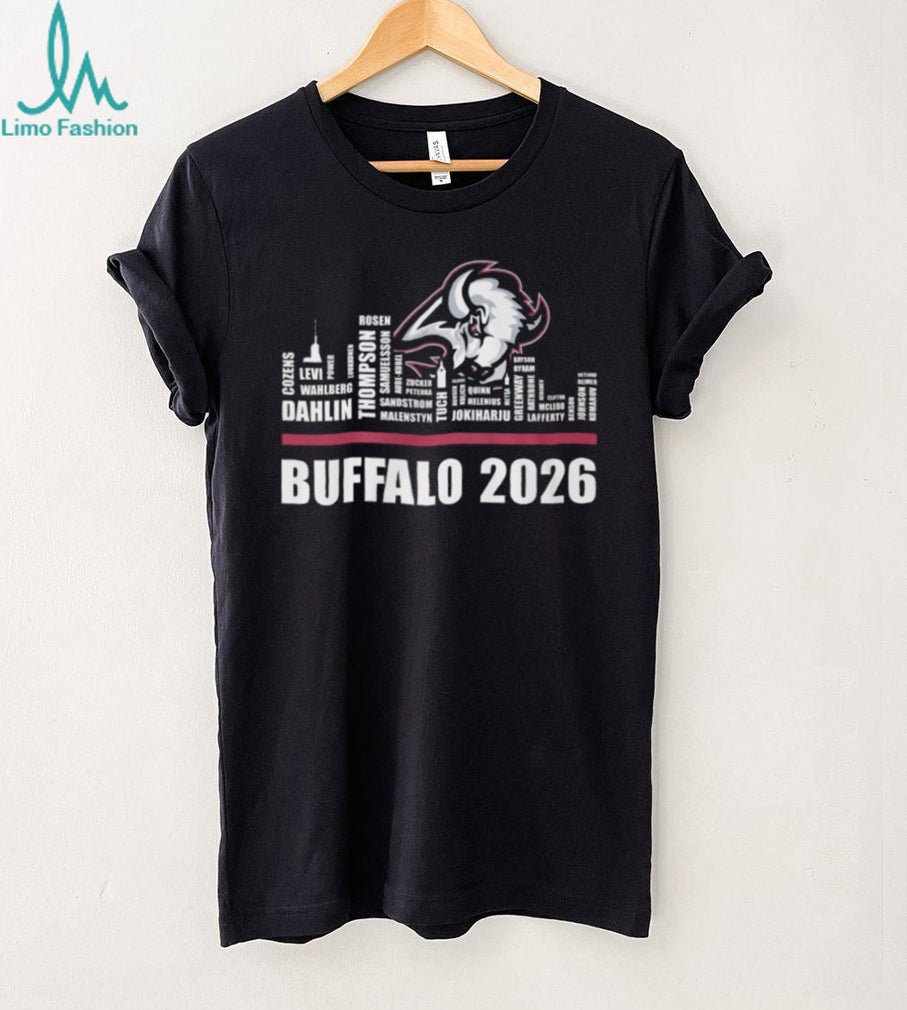 Buffalo Sabres 2026 Roster Skyline Player Names Hockey Fan T Shirt