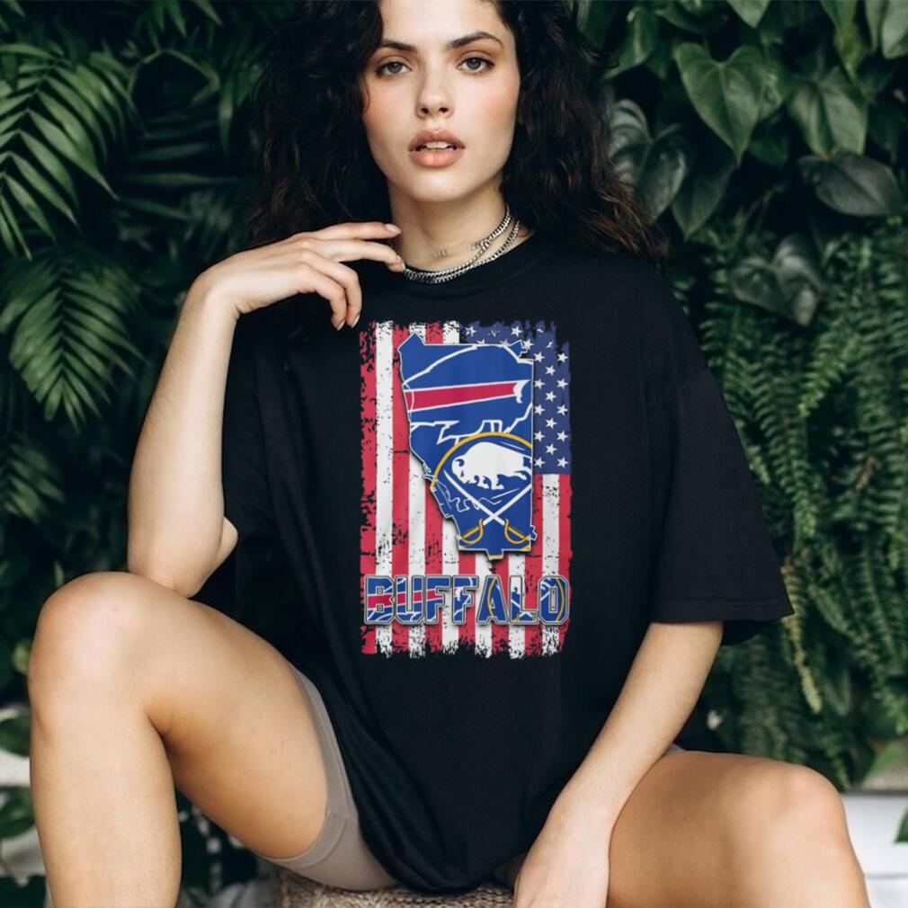 Buffalo Sports City Pride American Flag Crest Graphic T Shirt