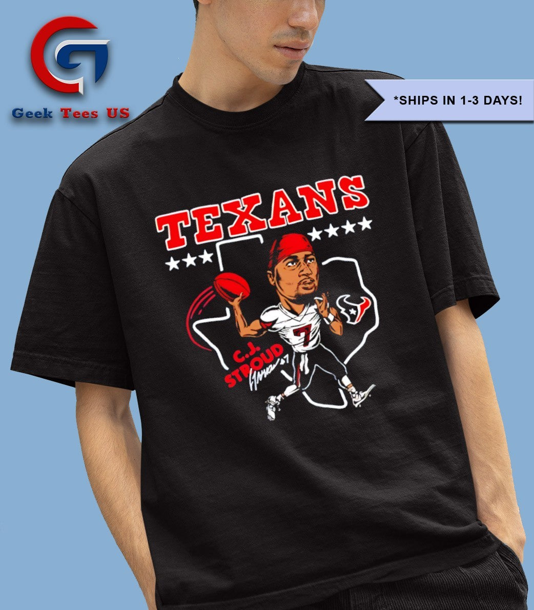 CJ Stroud Houston Texans MLB State Map caricature shirt Unisex , , , Long Sleeve Tee