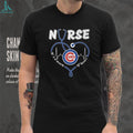 Chicago Baseball Nurse T Shirt Cute Stethoscope Heart Professional Apparel