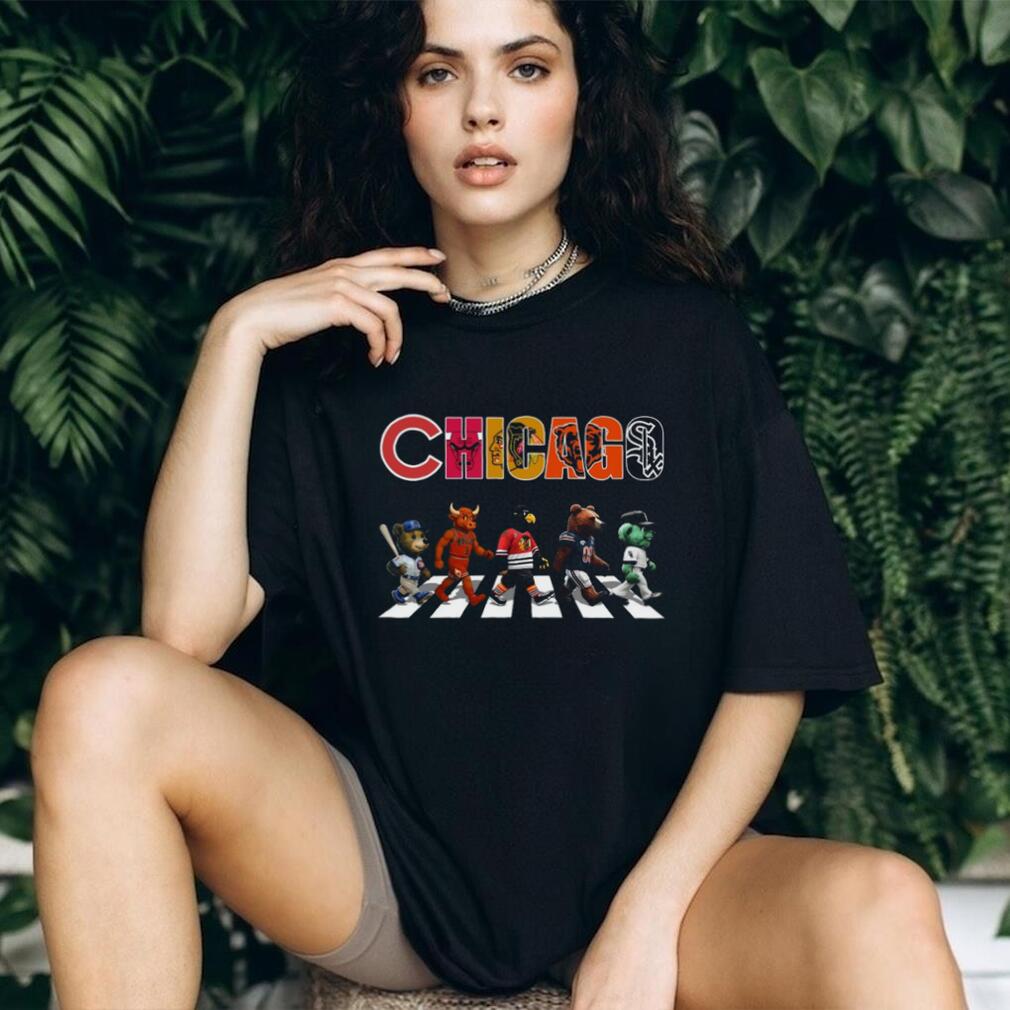 Chicago Sports Legends Mascots Abbey Road Parody Cubs Bulls Blackhawks Bears T Shirt