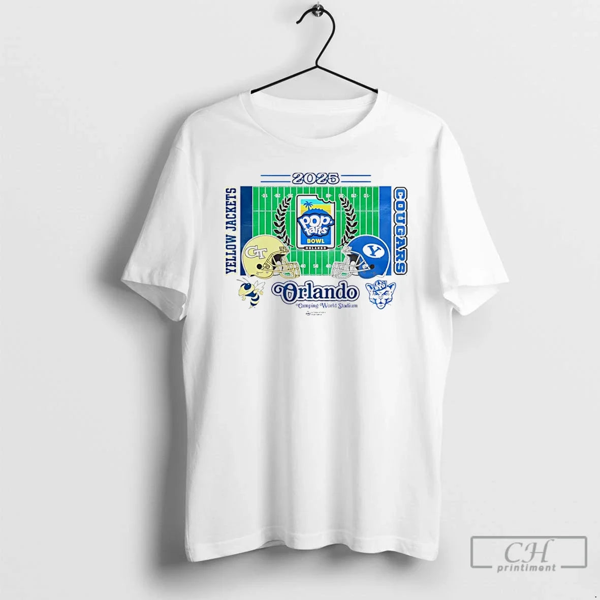 Classic Georgia Tech Yellow Jackets Vs Byu Cougars 2025 Pop Tarts Bowl 2 Team Stadium T-Shirts
