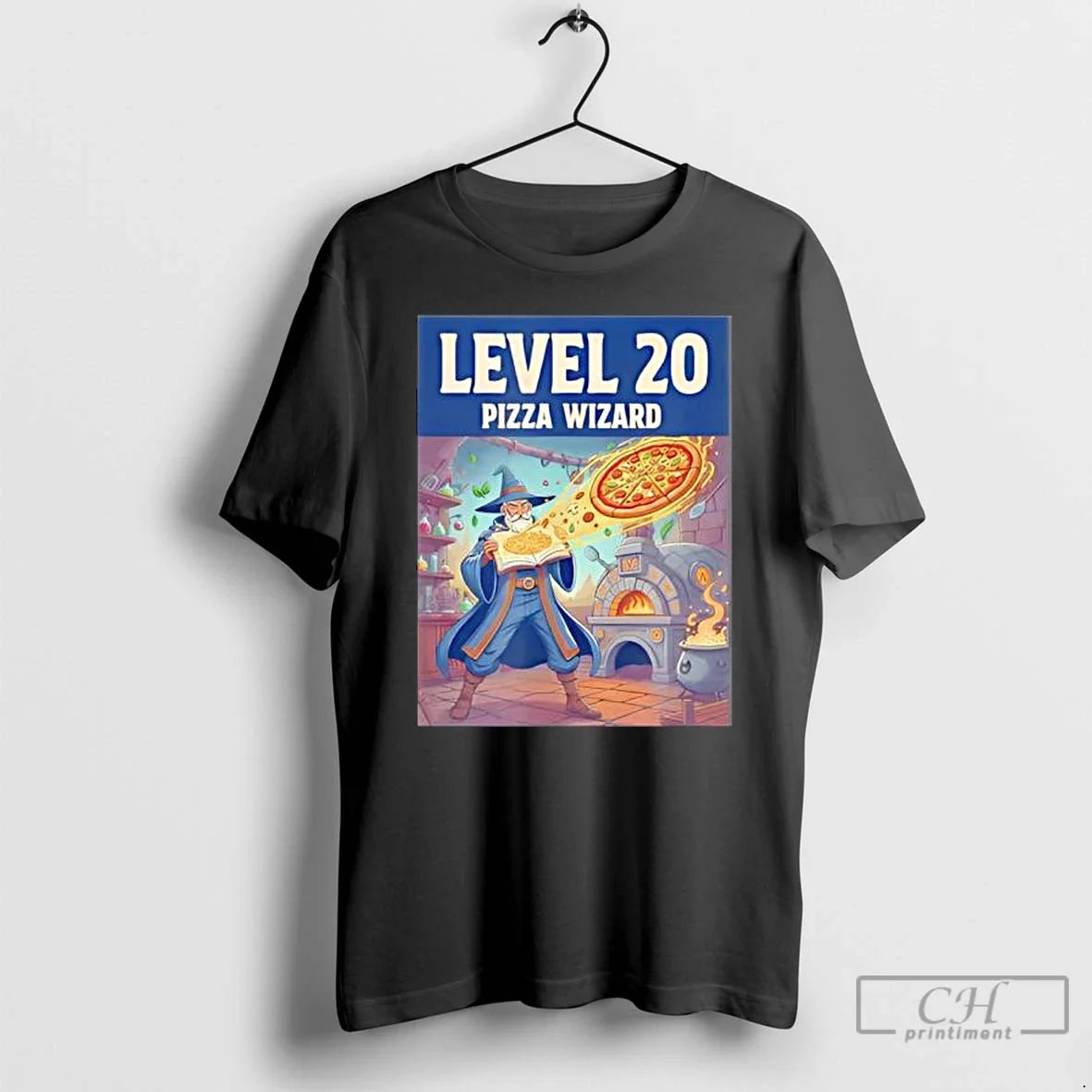 Classic Level 20 Pizza Wizard Fantasy Food Magic T-Shirts